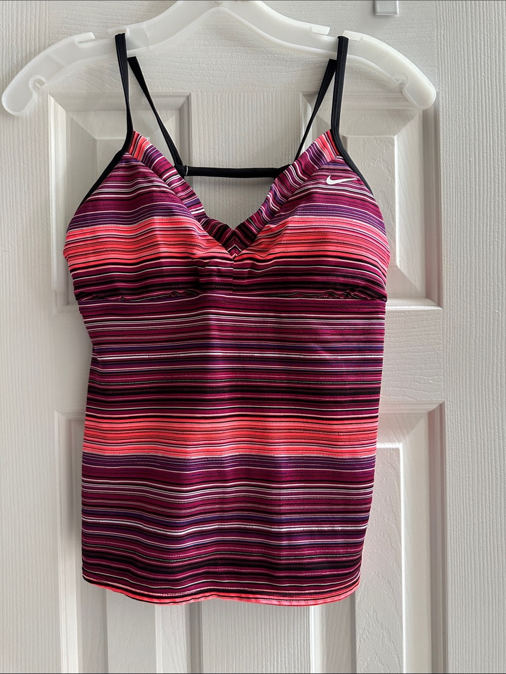 Nike Y2K 2000s Sporty Striped Purple Tankini Women’s 8 Strappy Retro Throwback